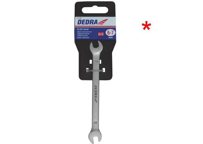 Klucz płaski CrV 25 x 28 mm z przywieszką Dedra 1482P