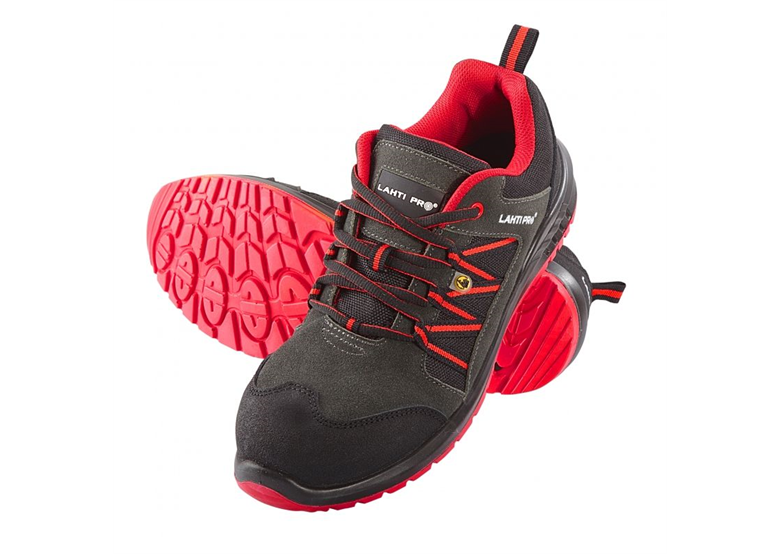 Półbuty esd zamsz/oxford grafitowo-czerwone, s1 src, 45 Lahti Pro L3042345
