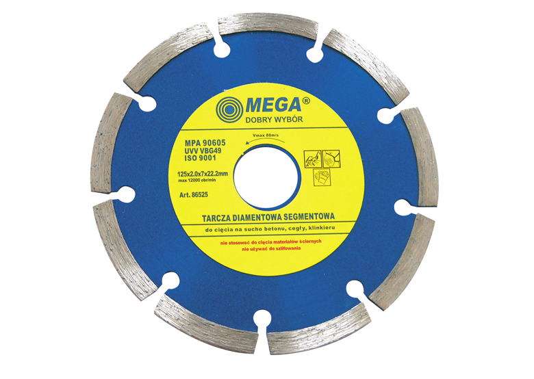 Tarcza diamentowa segmentowa 230x2.5x7.5x22.2mm Mega 86630