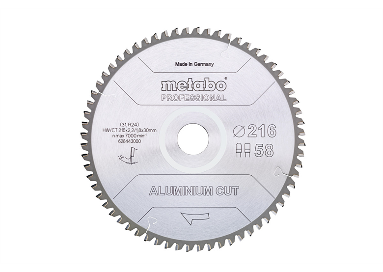 Tarcza pilarska aluminium cut – professional, 216x30 Z58 FZ/TZ 5° ujemny Metabo 628443000