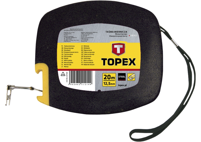 Taśma miernicza stalowa 20m x 12.5mm Topex 28C412