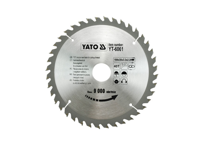 Piła tarczowa z węglikiem 184x30mm Z40 Yato YT-6061